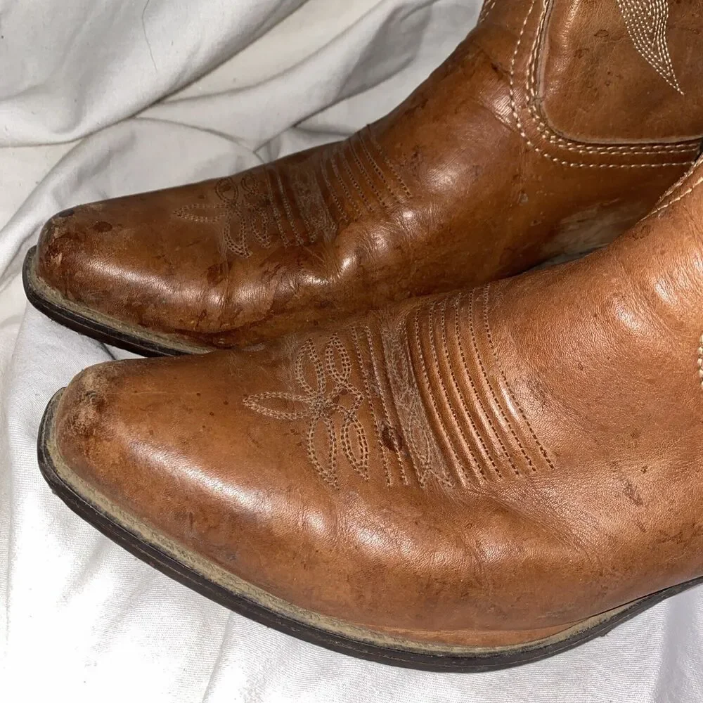 Nocona Western Cowboy Boots Men 10B Leather Brown NL1604 Pointed Toe country
